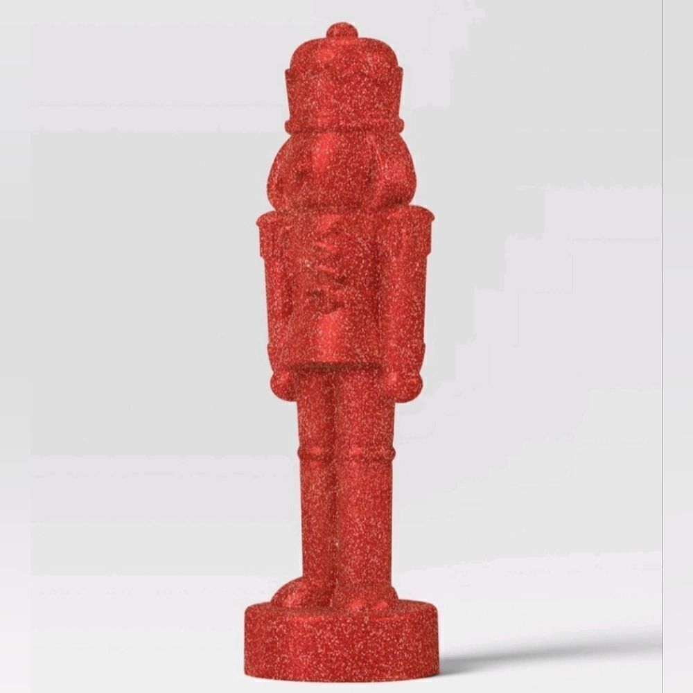 New Target 2024 Red Glittered Christmas Decorative Nutcracker, 11.5 in H